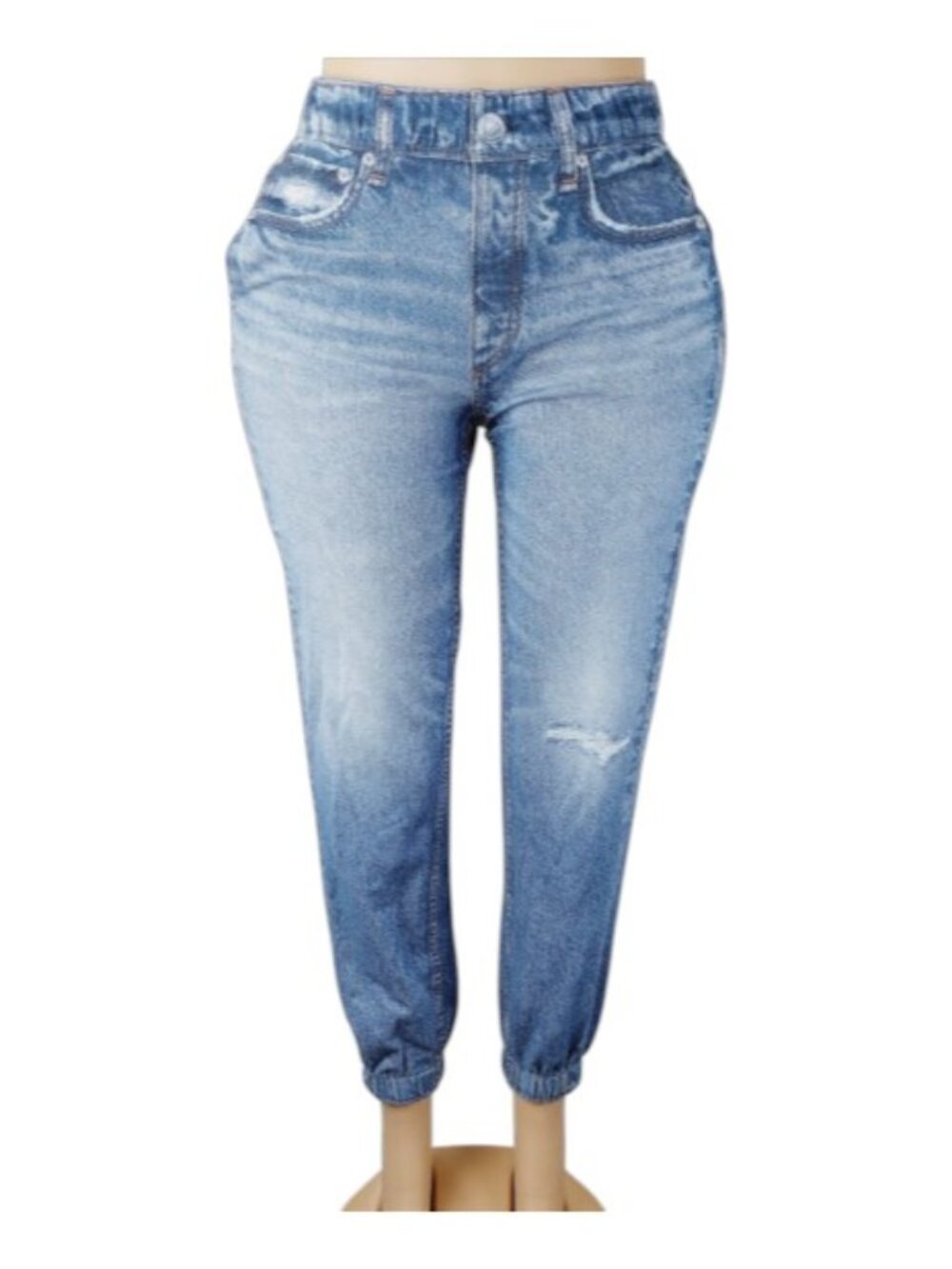 Rag & Bone Women's Blue Miramar Distress Classic Denim Jogger Pants Size XS